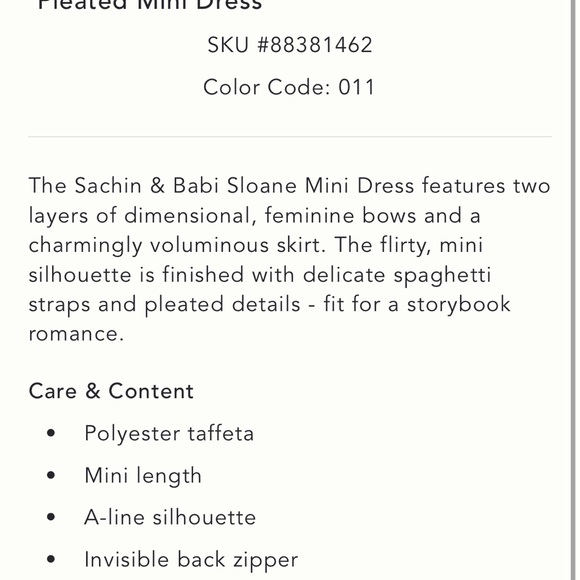 Sachin & Babi Sloane Taffeta Double Bow Pleated Mini Dress - Picture 7 of 8